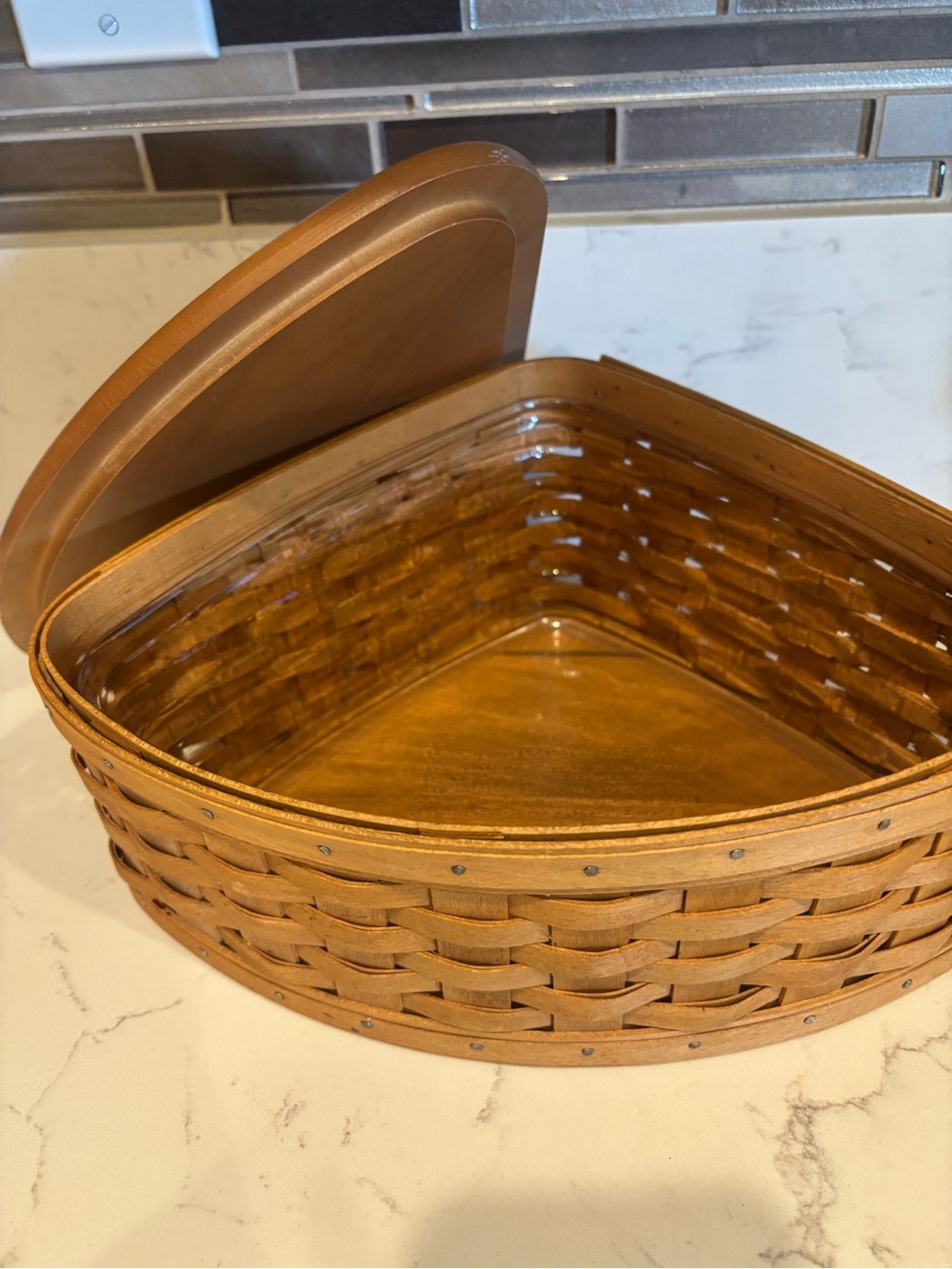 Longaberger Corner Basket, Liner, Lid